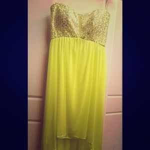 Lime green sparkly prom dress